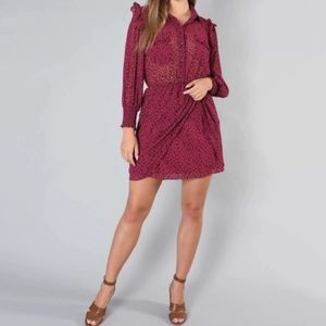 Misa Los Angeles Yolanda velvet star sheer ruffle mini dress women's siz…